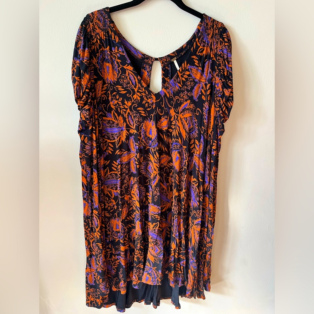 Free People long sleeved printed mini dress size large